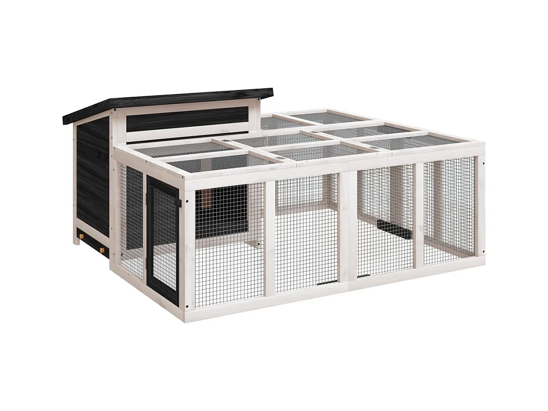 Pierre-Armand-Luc  Clapier gris 144x123x67,5 cm bois de pin massif