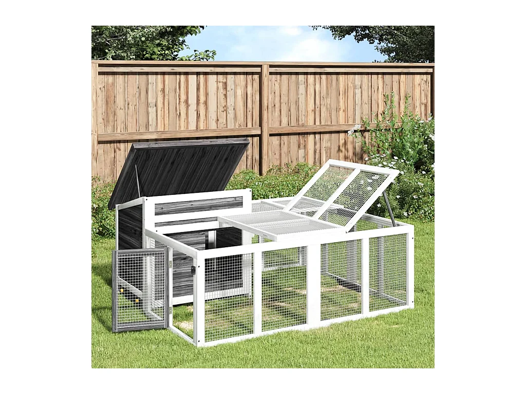 Pierre-Armand-Luc  Clapier gris 144x123x67,5 cm bois de pin massif