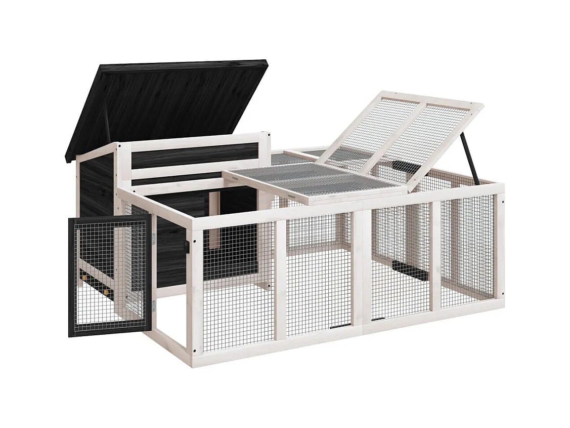 Pierre-Armand-Luc  Clapier gris 144x123x67,5 cm bois de pin massif