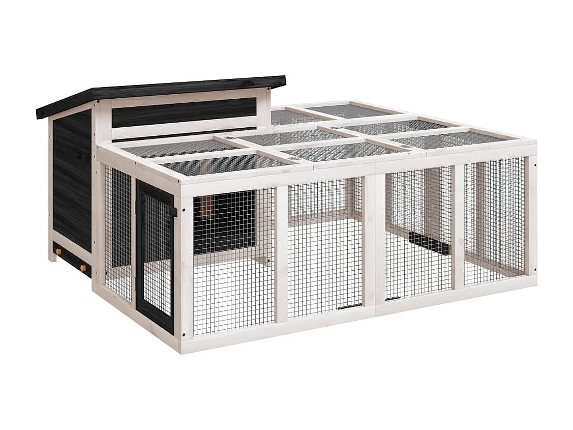 Pierre-Armand-Luc  Clapier gris 144x123x67,5 cm bois de pin massif