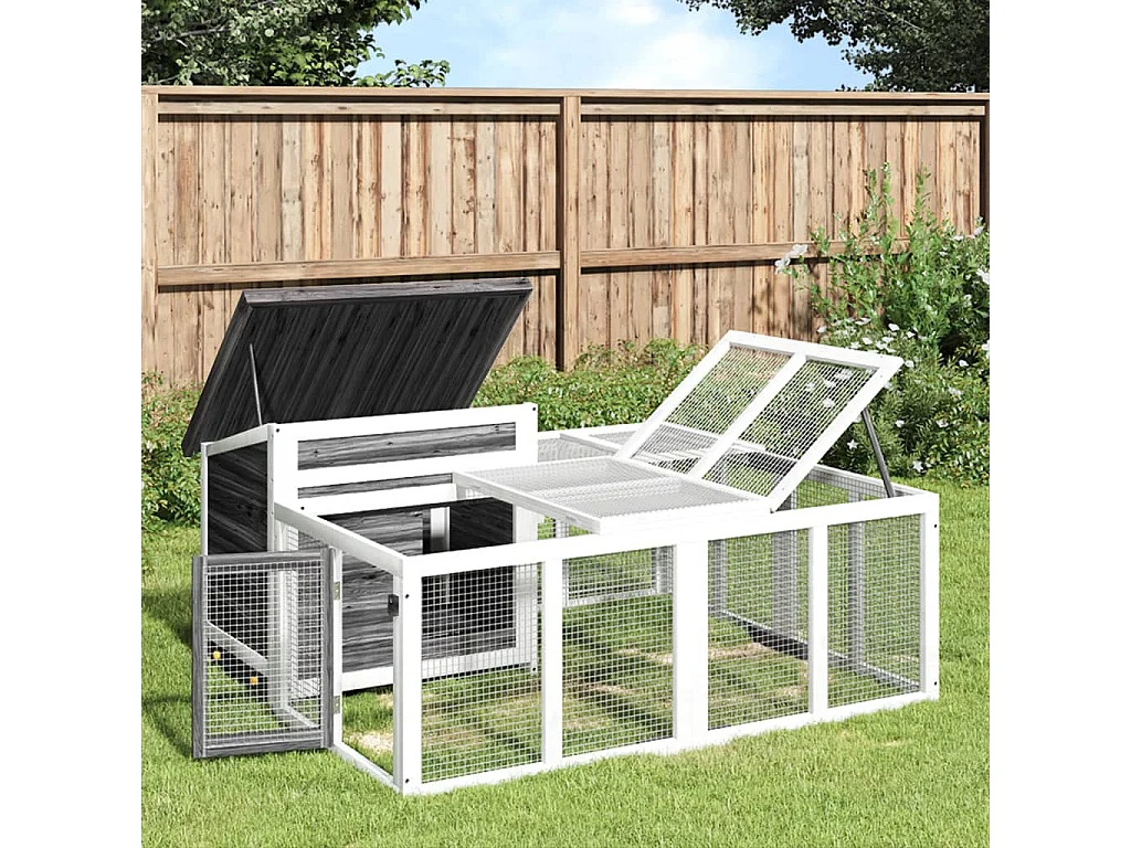 Pierre-Armand-Luc  Clapier gris 144x123x67,5 cm bois de pin massif