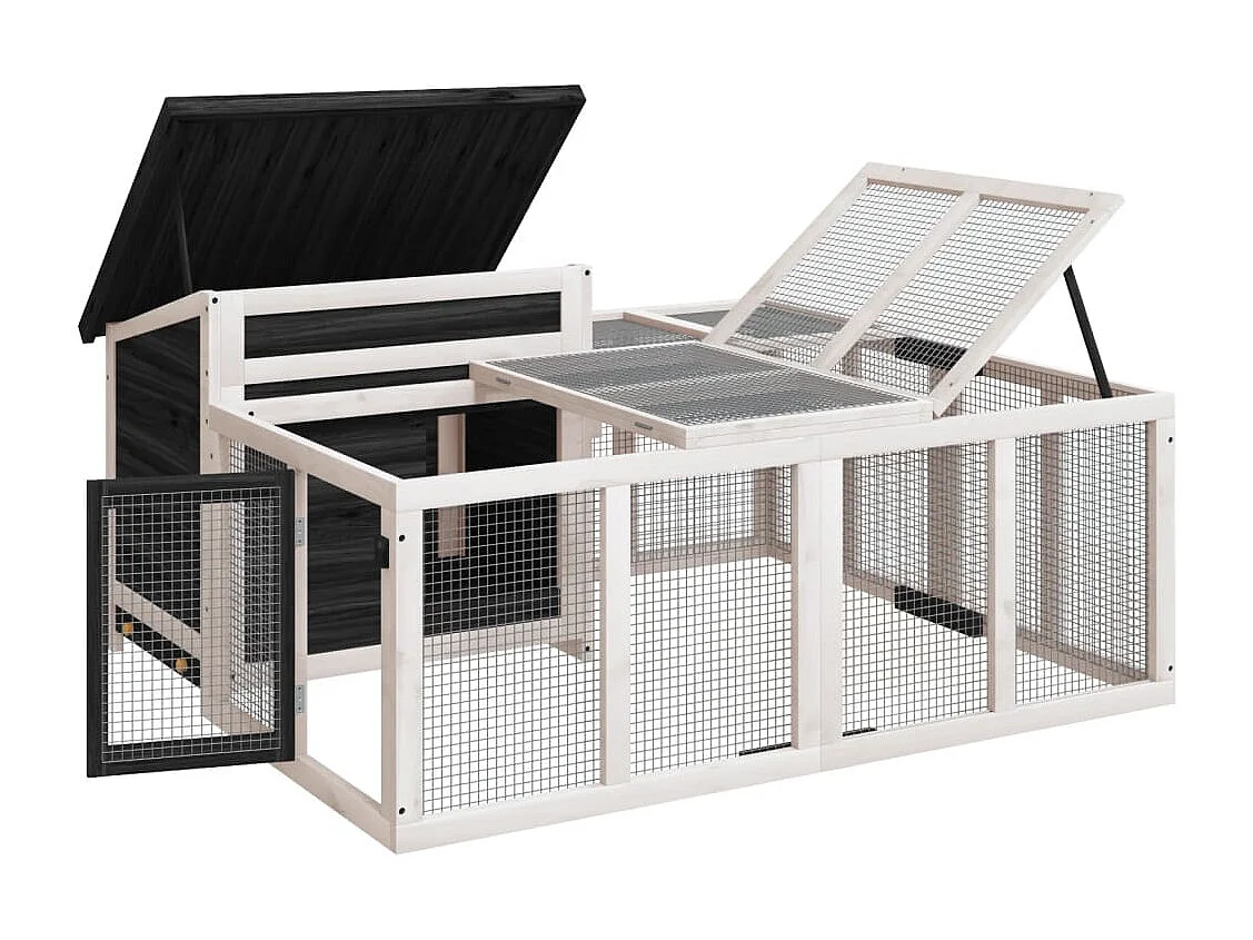 Pierre-Armand-Luc  Clapier gris 144x123x67,5 cm bois de pin massif