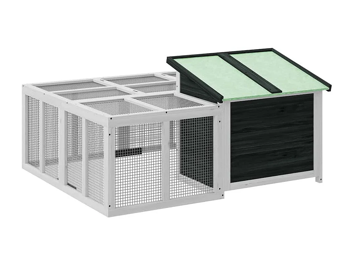 Pierre-Armand-Luc  Clapier gris 144x123x67,5 cm bois de pin massif