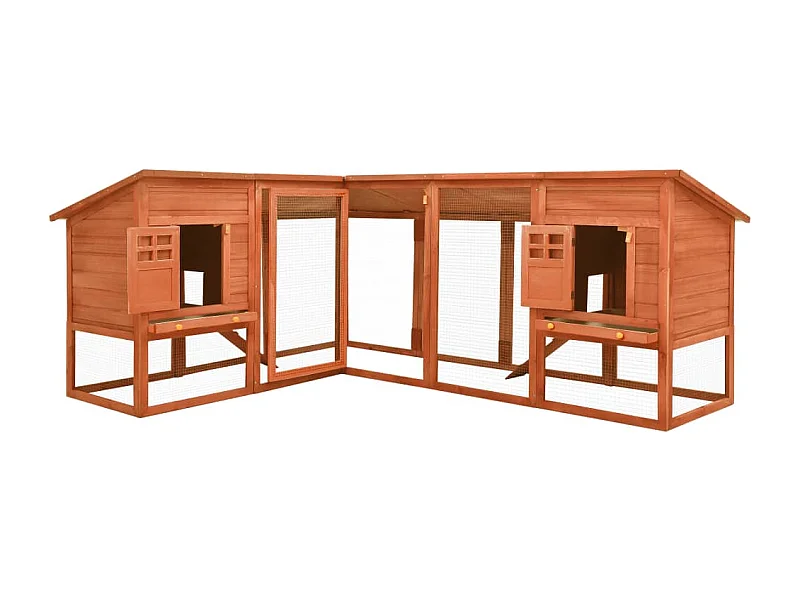 Deetje  Clapier d'extérieur avec piste Marron Bois de sapin solide