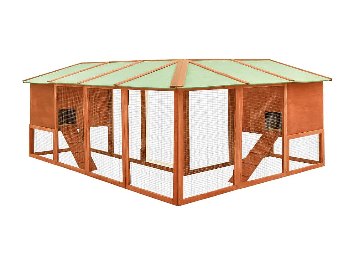 Deetje  Clapier d'extérieur avec piste Marron Bois de sapin solide