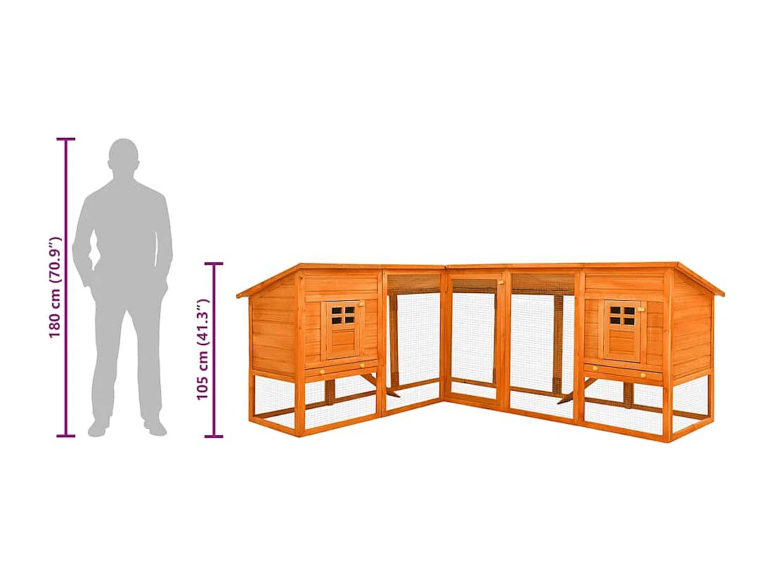 Deetje  Clapier d'extérieur avec piste Marron Bois de sapin solide
