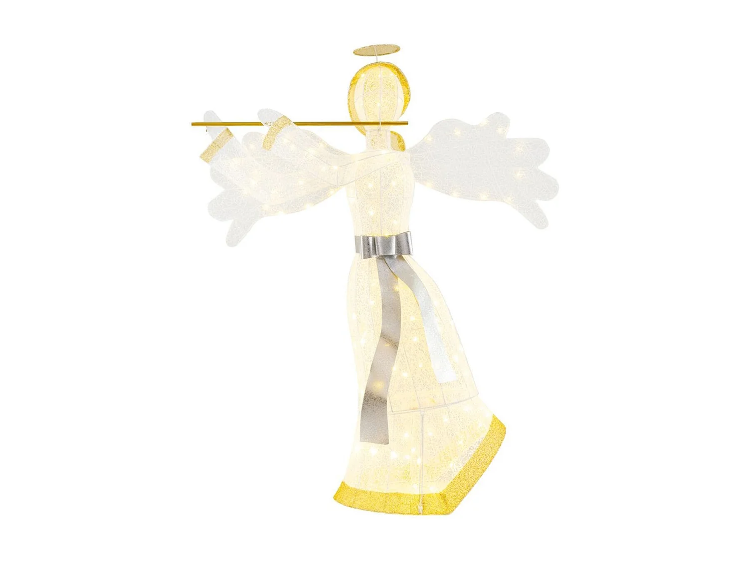 Décoration de Noël en Forme d'Ange Illuminé Décoration de Noël Artificielle 100 Lumières LED 4 Piquets 10 Attaches Zippées