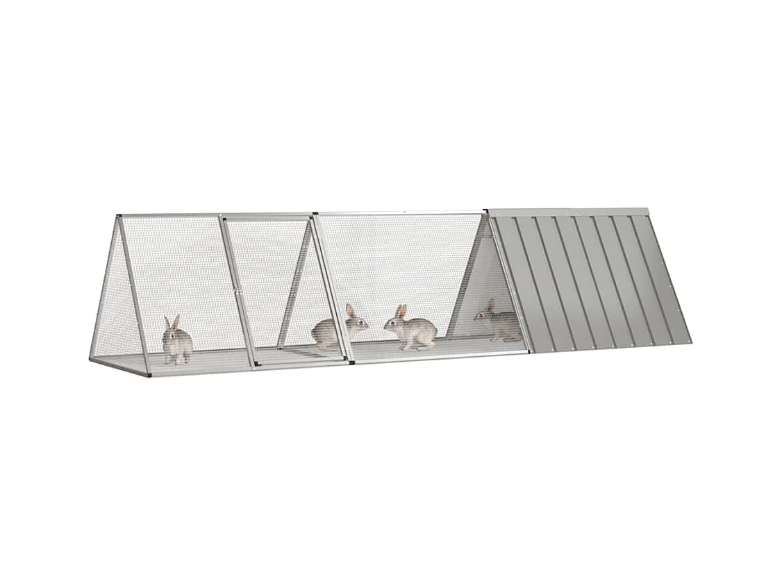 Borlänge  Cage pour lapin Gris 302,5x80,5x71 cm Acier galvanisé