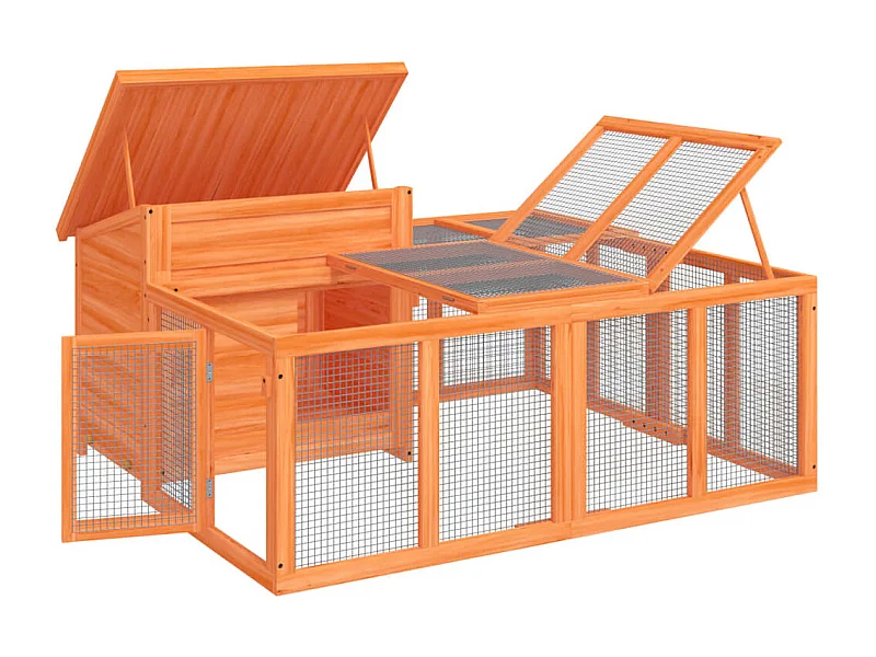 Pierre-Armand-Luc  Clapier marron 144x123x67,5 cm bois de pin massif