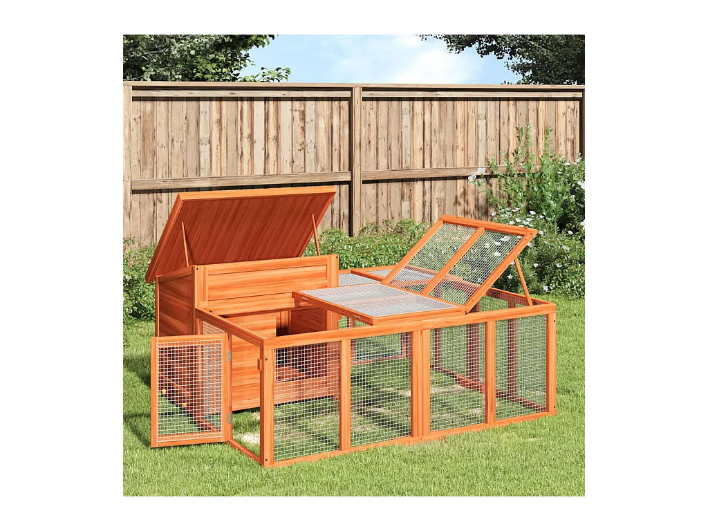 Pierre-Armand-Luc  Clapier marron 144x123x67,5 cm bois de pin massif