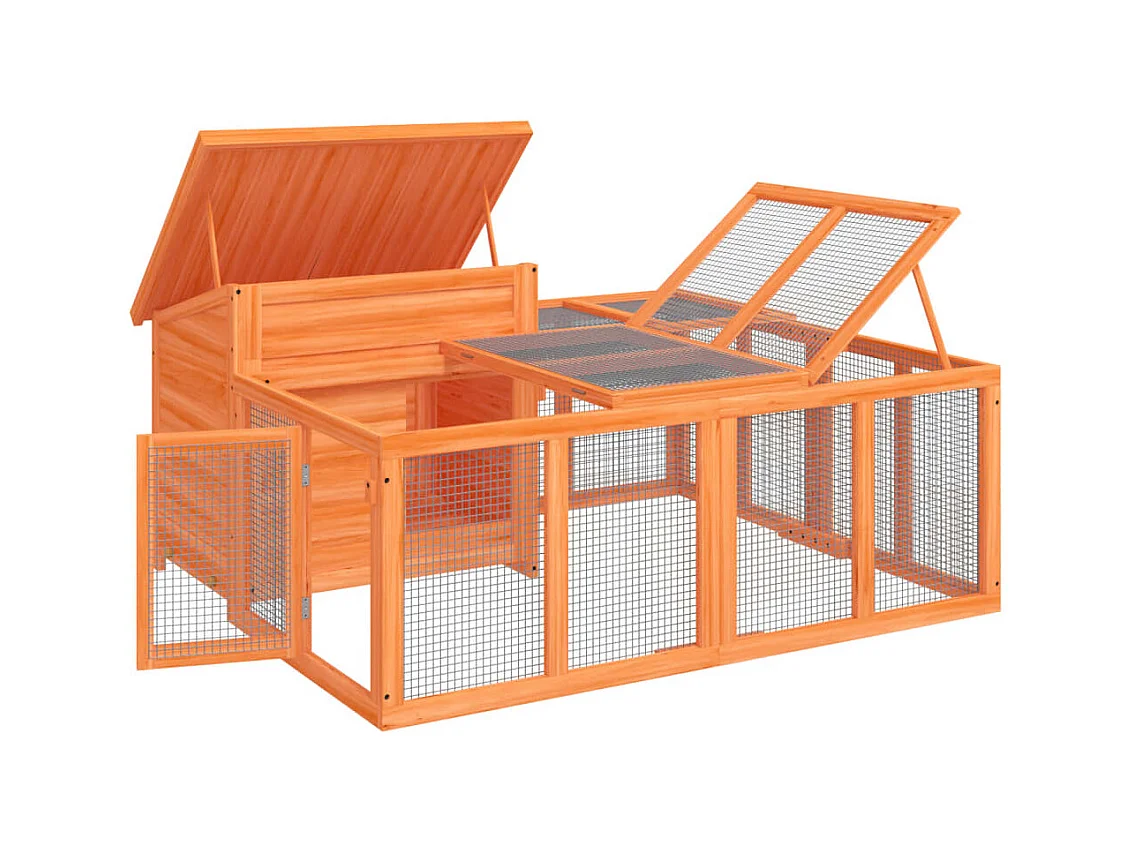 Pierre-Armand-Luc  Clapier marron 144x123x67,5 cm bois de pin massif