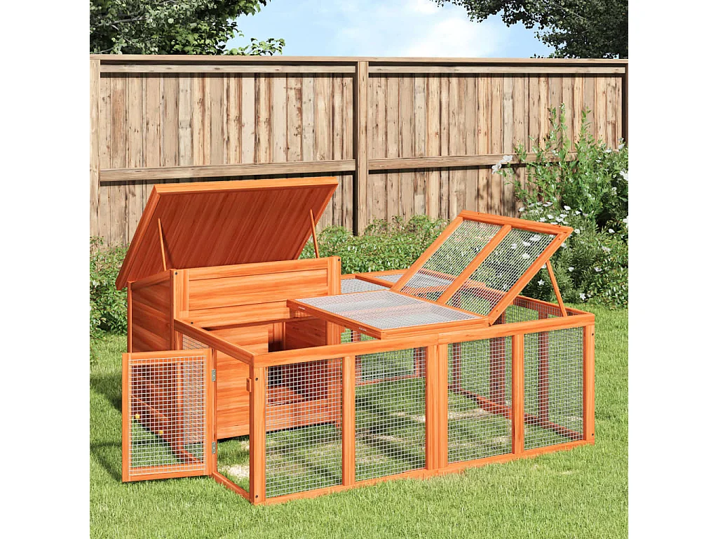 Pierre-Armand-Luc  Clapier marron 144x123x67,5 cm bois de pin massif