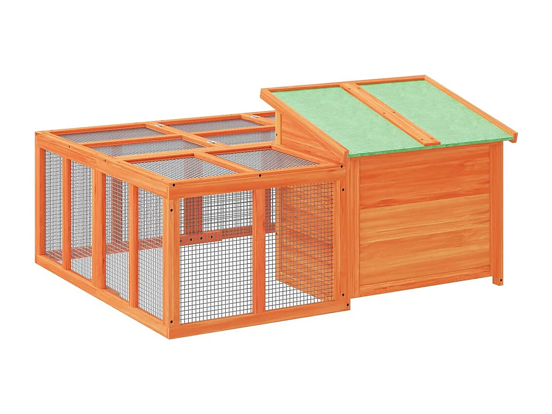 Pierre-Armand-Luc  Clapier marron 144x123x67,5 cm bois de pin massif