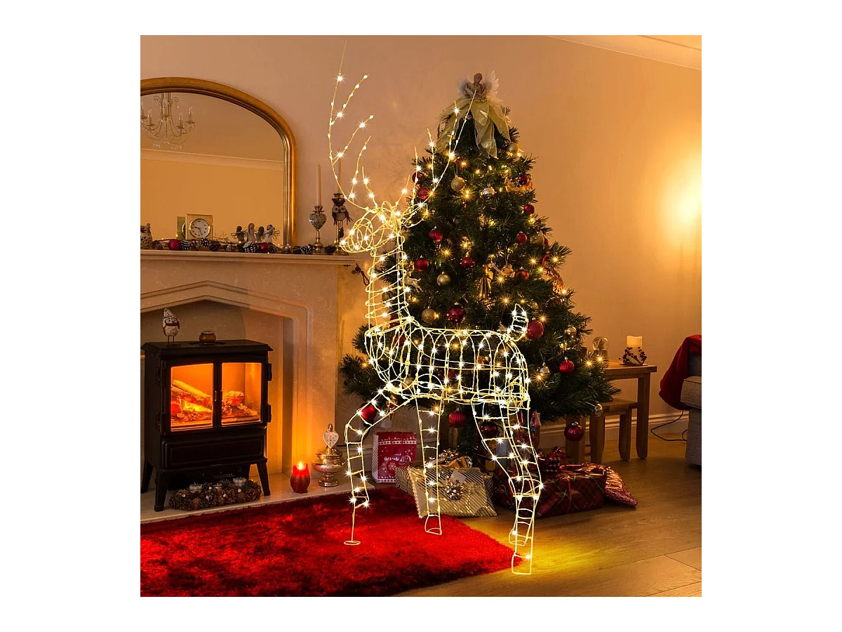 LED Rentier groß beleuchtete Weihnachtsdeko 186 cm Weihnachtsfigur mit 300 warmweißen Lichtern