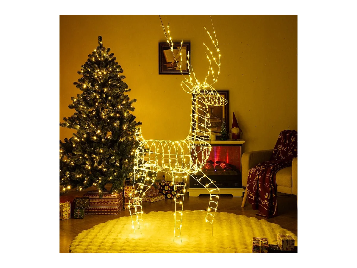 LED Rentier groß beleuchtete Weihnachtsdeko 186 cm Weihnachtsfigur mit 300 warmweißen Lichtern