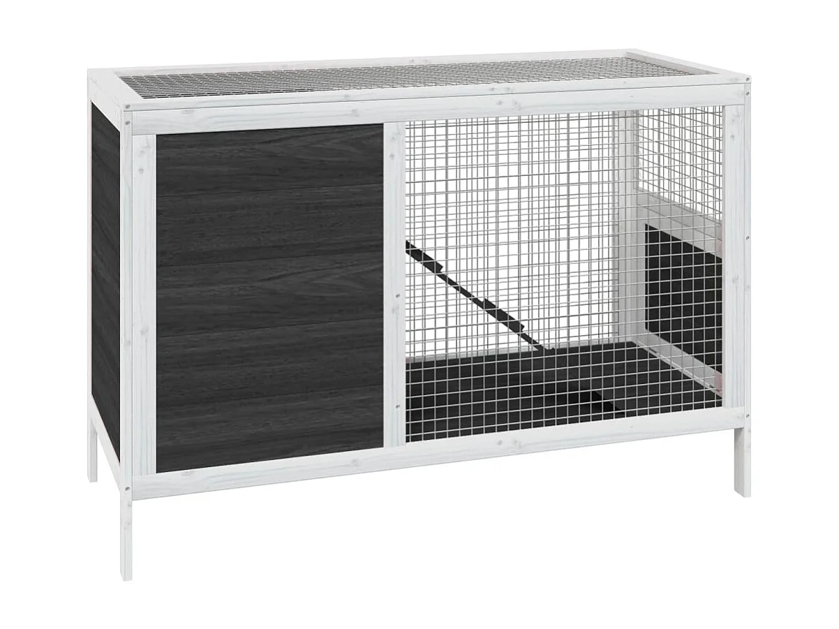 Mardir  Clapier gris 103x44x69,5 cm bois de pin massif