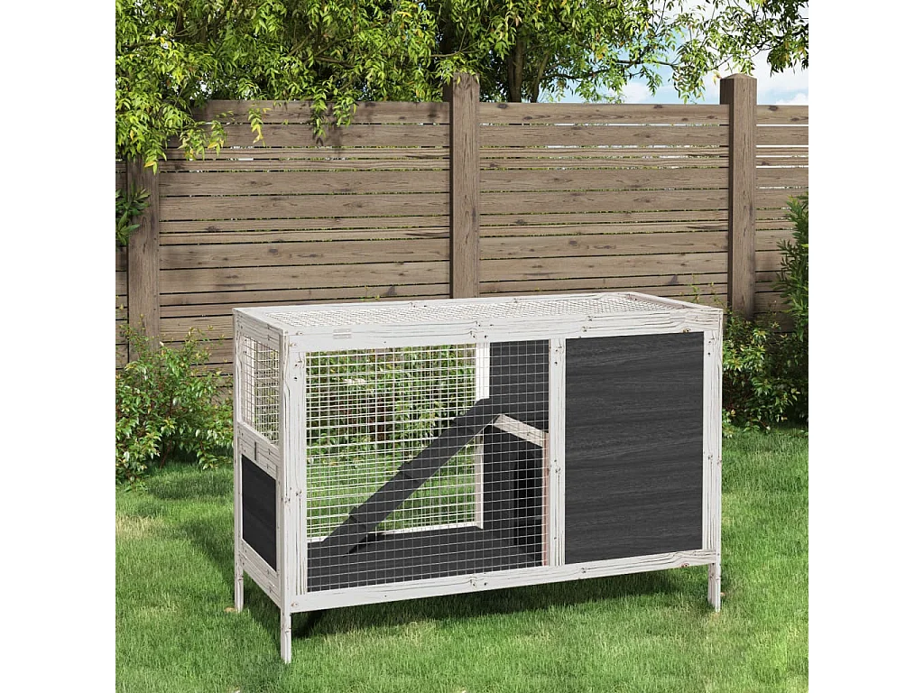 Mardir  Clapier gris 103x44x69,5 cm bois de pin massif