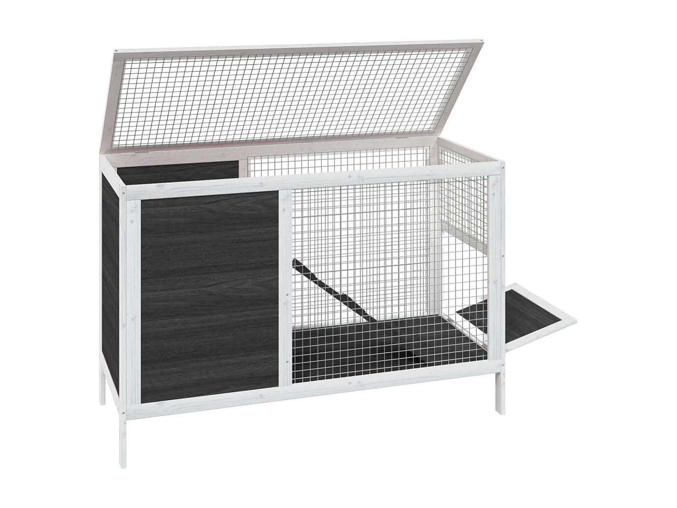 Mardir  Clapier gris 103x44x69,5 cm bois de pin massif