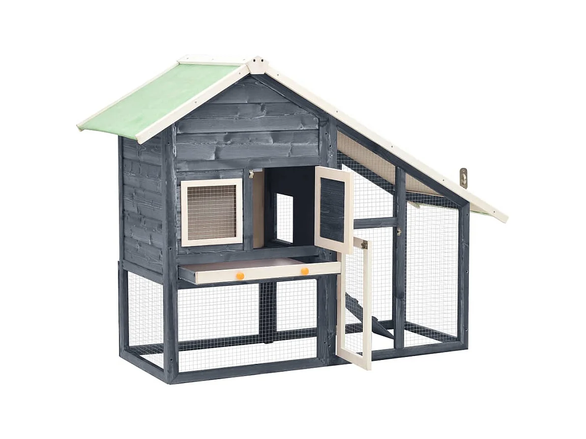 Jesper  Clapier Gris et blanc 140x63x120 cm Bois de sapin massif