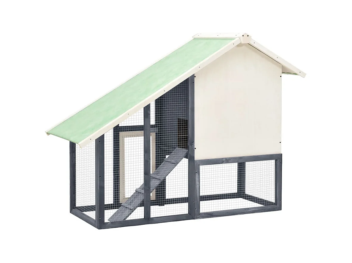 Jesper  Clapier Gris et blanc 140x63x120 cm Bois de sapin massif