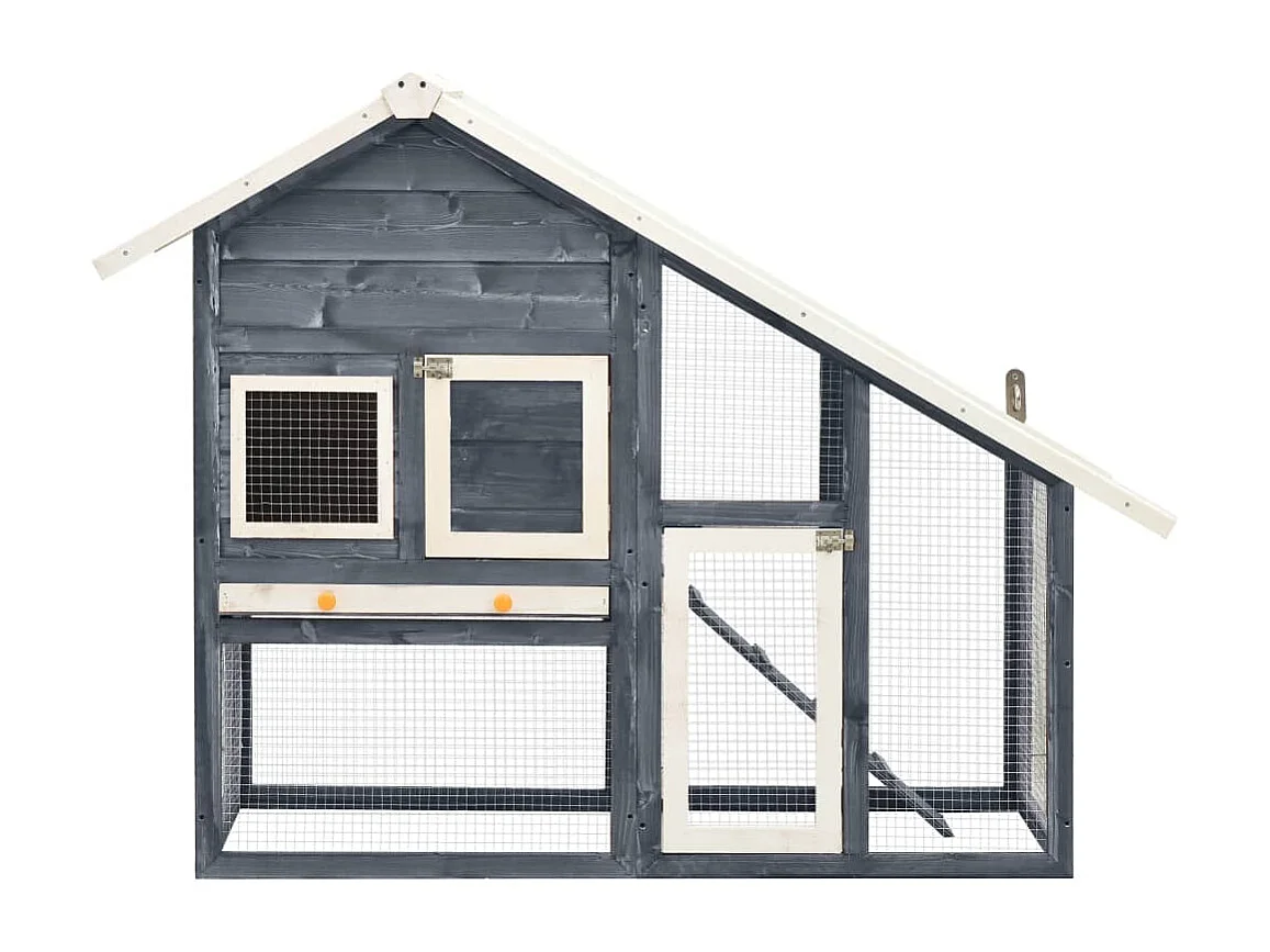 Jesper  Clapier Gris et blanc 140x63x120 cm Bois de sapin massif