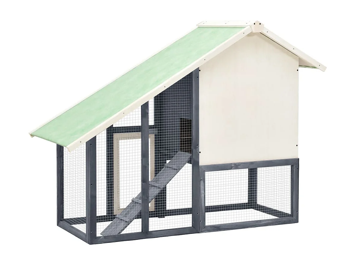 Jesper  Clapier Gris et blanc 140x63x120 cm Bois de sapin massif