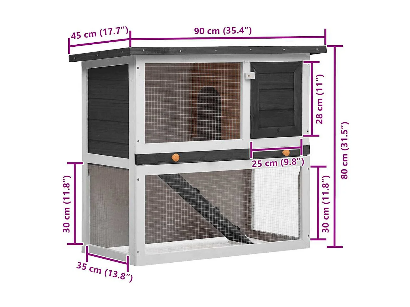 Mareina  Clapier d'extérieur 1 porte Gris Bois