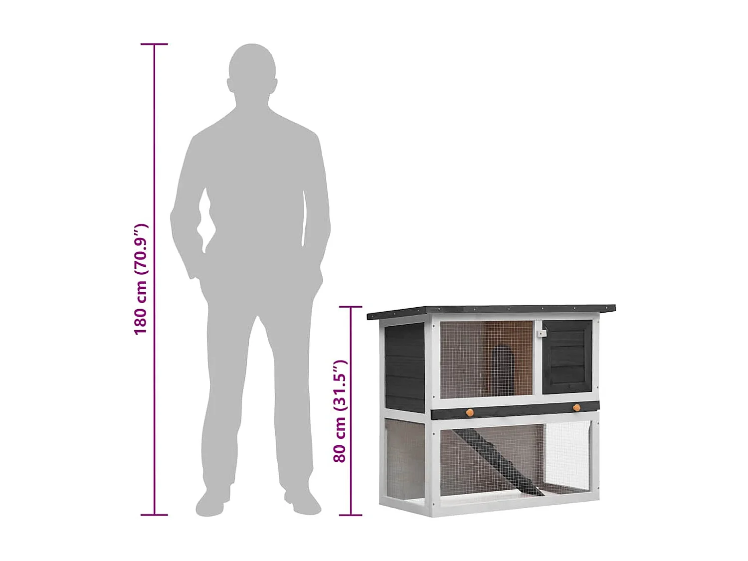Mareina  Clapier d'extérieur 1 porte Gris Bois