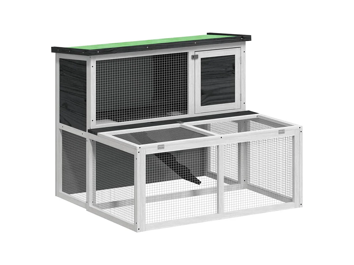 Jacques-René  Clapier gris 102x90x84,5 cm bois de pin massif