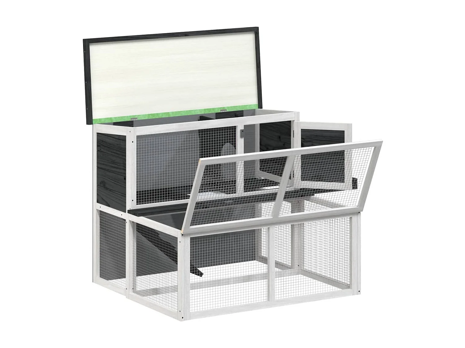 Jacques-René  Clapier gris 102x90x84,5 cm bois de pin massif