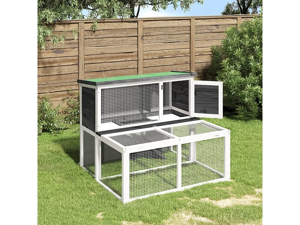 Jacques-René  Clapier gris 102x90x84,5 cm bois de pin massif