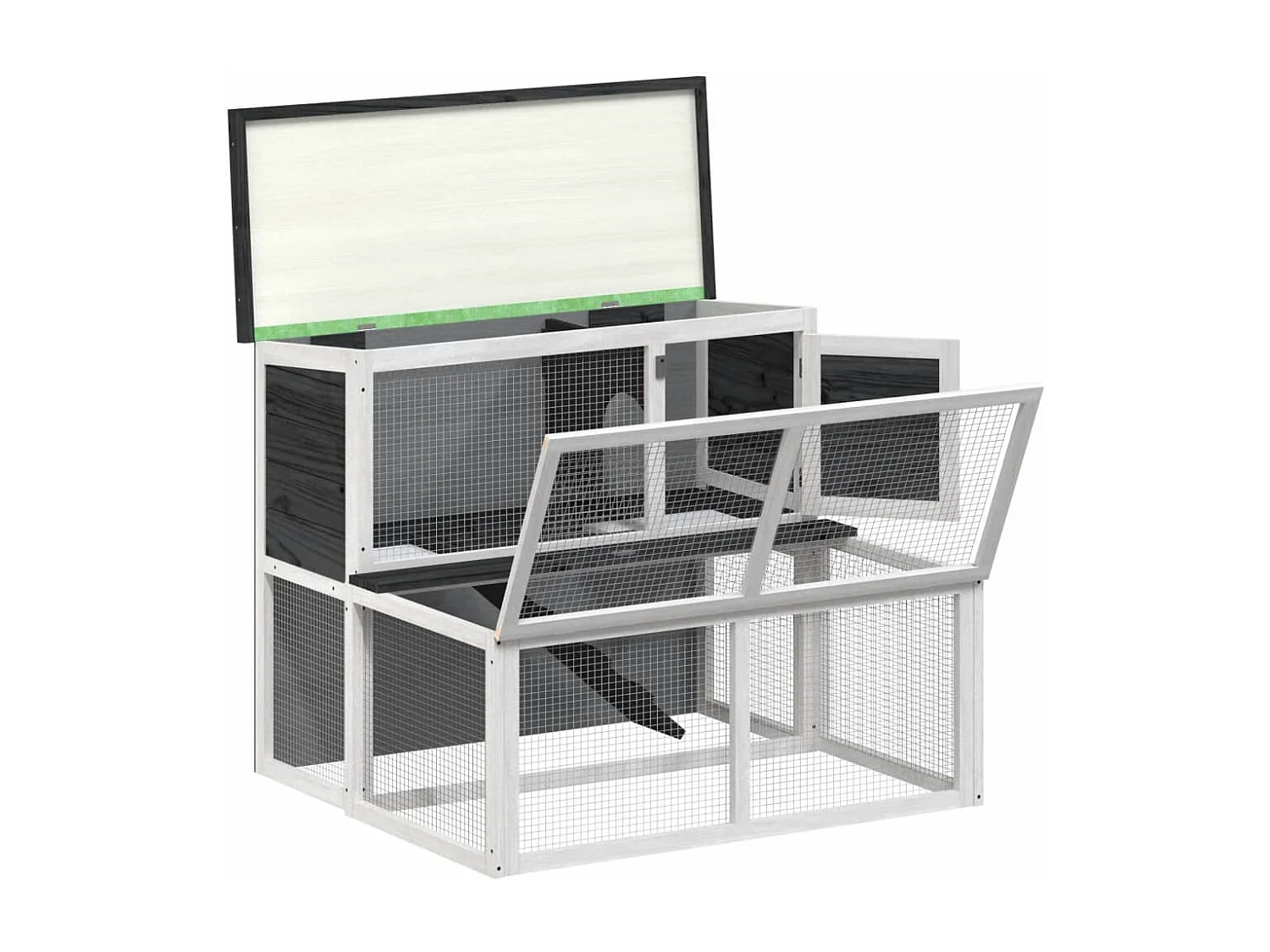 Jacques-René  Clapier gris 102x90x84,5 cm bois de pin massif