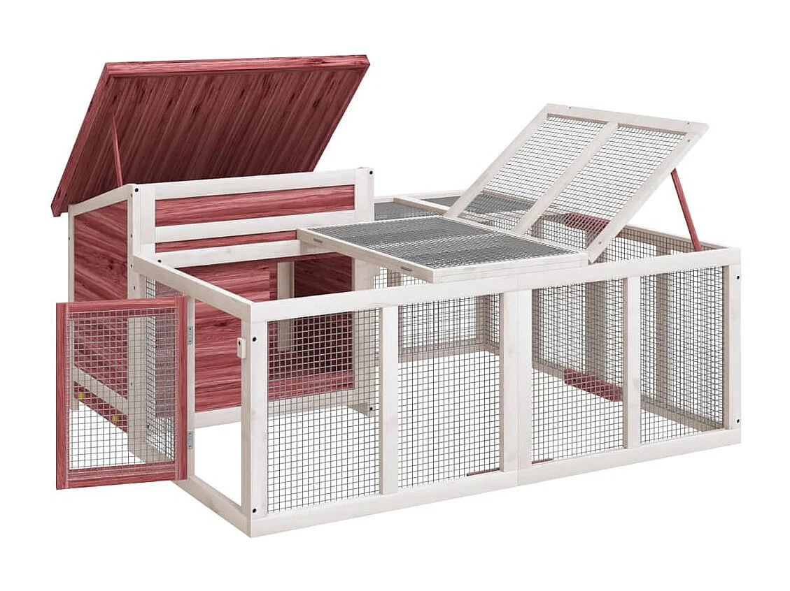 Pierre-Armand-Luc  Clapier moka 144x123x67,5 cm bois de pin massif