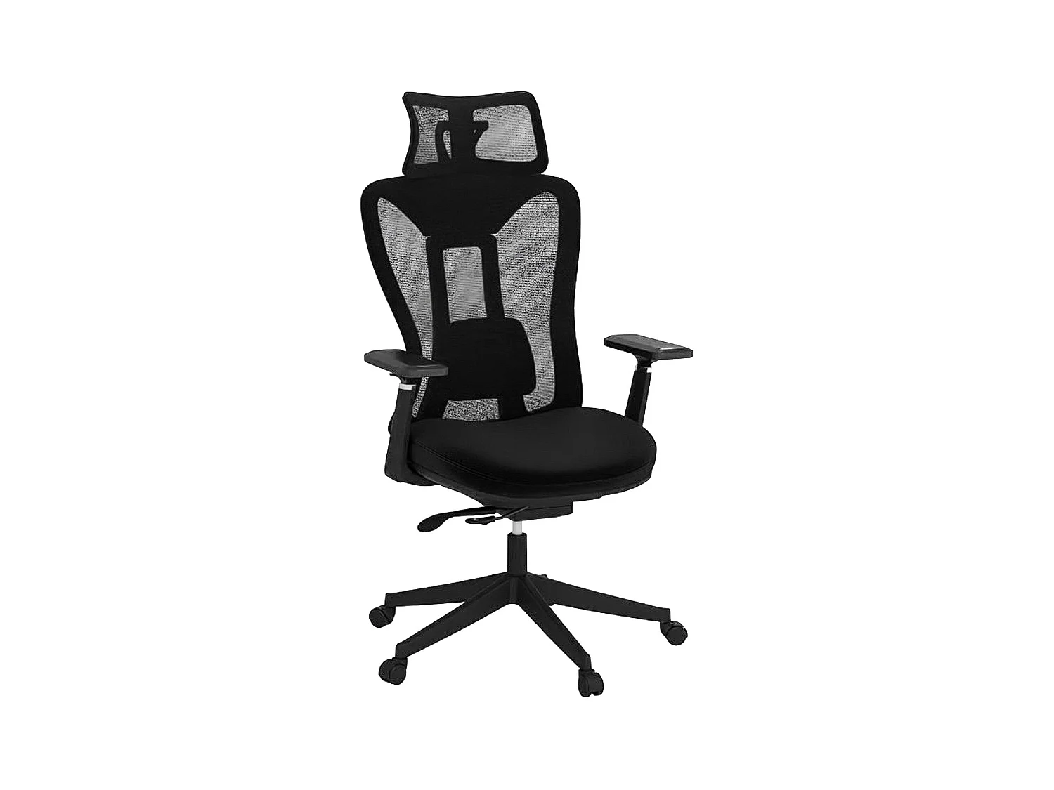 Ergonomischer Bürostuhl mit verstellbarer Lendenstütze & Kopfstütze & 3D-Armlehnen Schwarz