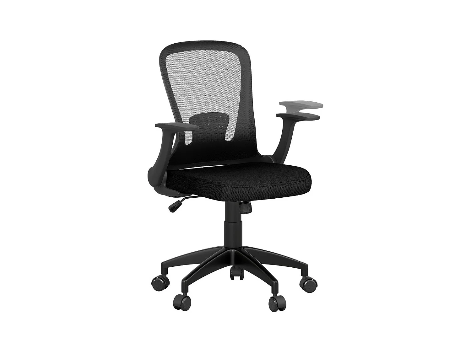 Bürostuhl ergonomischer Drehstuhl mit hochklappbaren Armlehnen & Lendenstütze