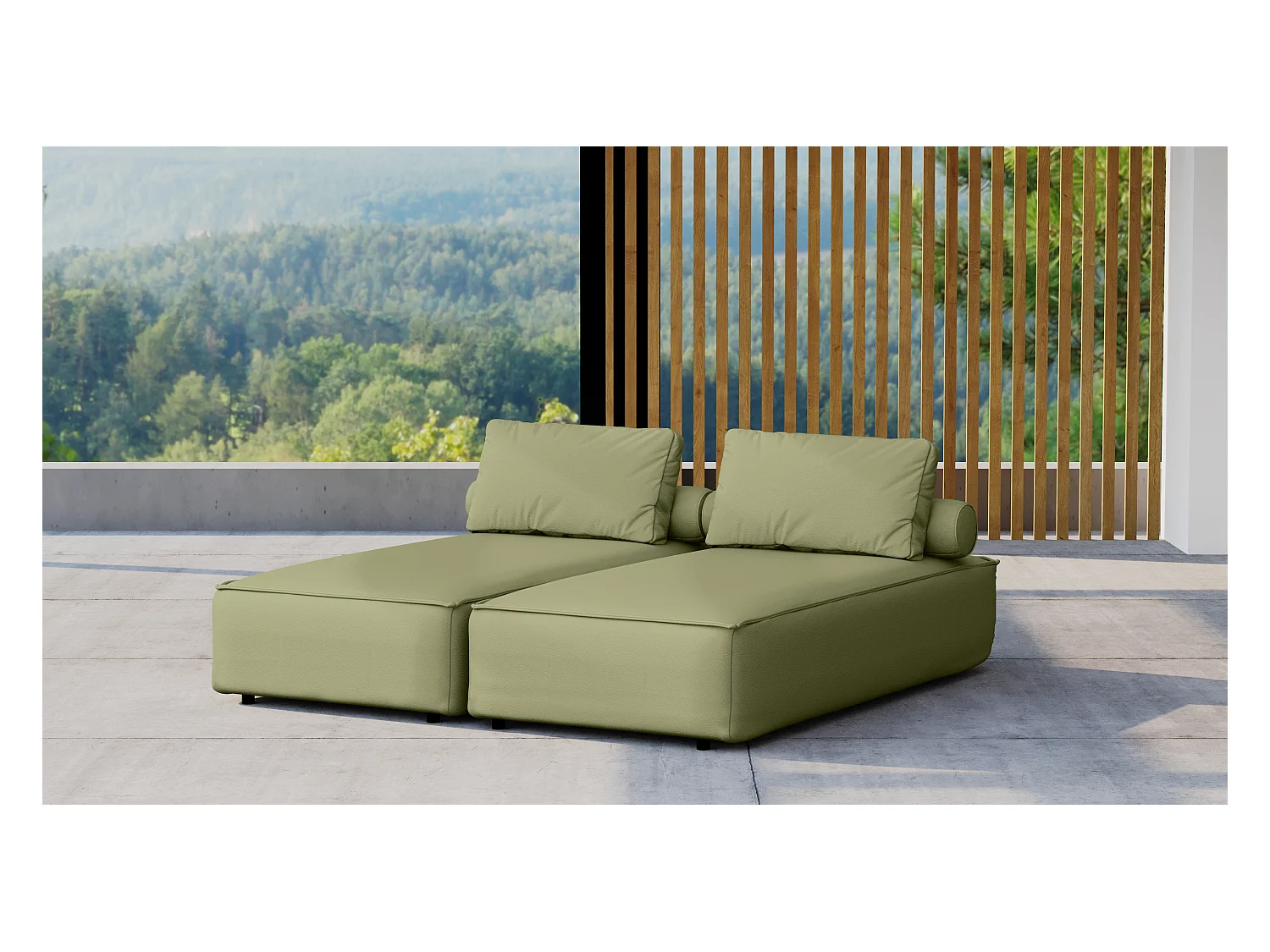 Salon de jardin double transat MALIBU, tissu ODYSSEY, vert clair