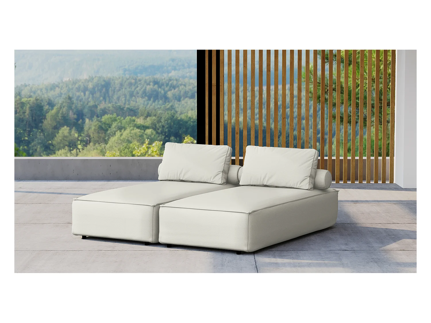 Salon de jardin double transat MALIBU, tissu ODYSSEY, crème