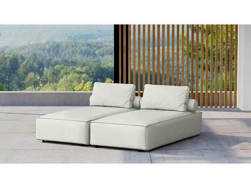 Tuinmeubel dubbele ligstoel MALIBU, stof ODYSSEY, crème