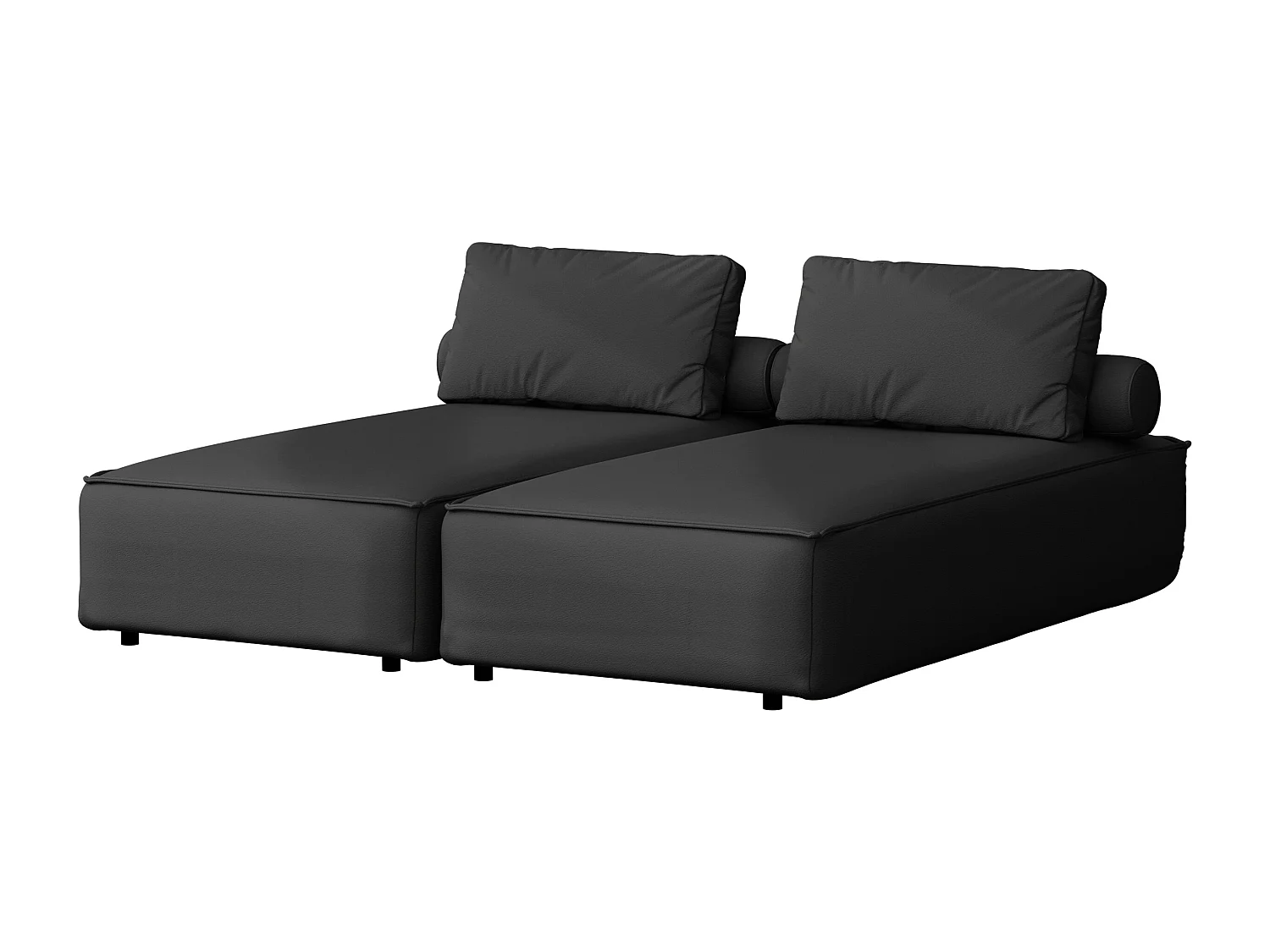 Salon de jardin double transat MALIBU, tissu ODYSSEY, noir