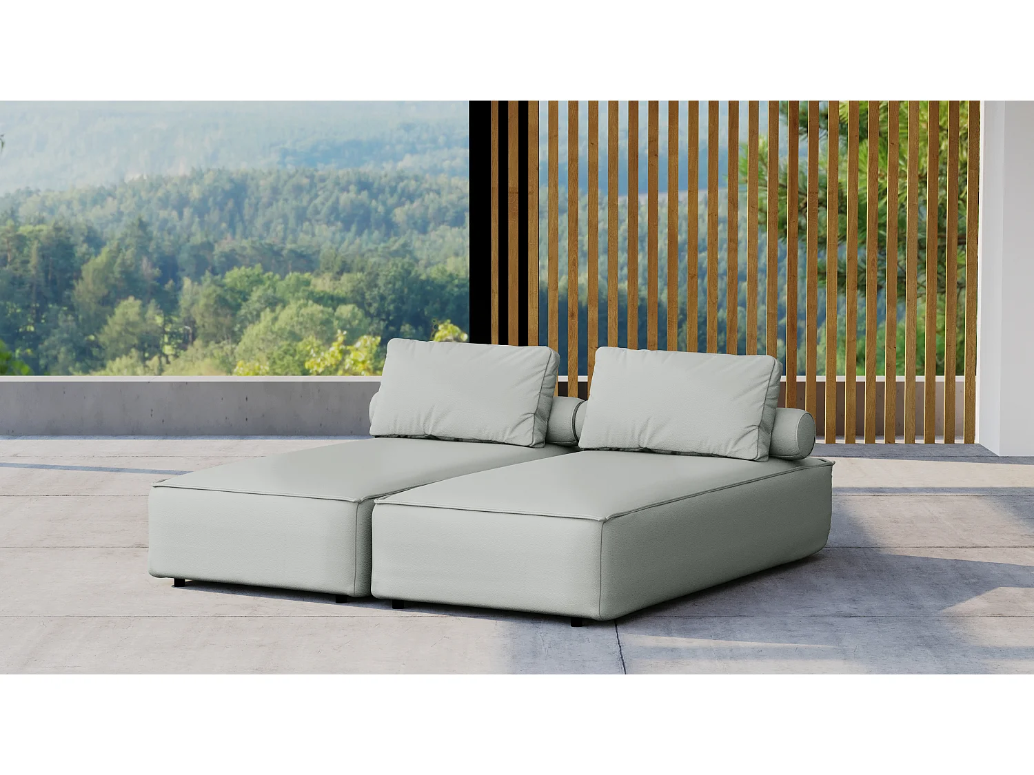 Tuinmeubel dubbele ligstoel MALIBU, stof ODYSSEY, lichtgrijs