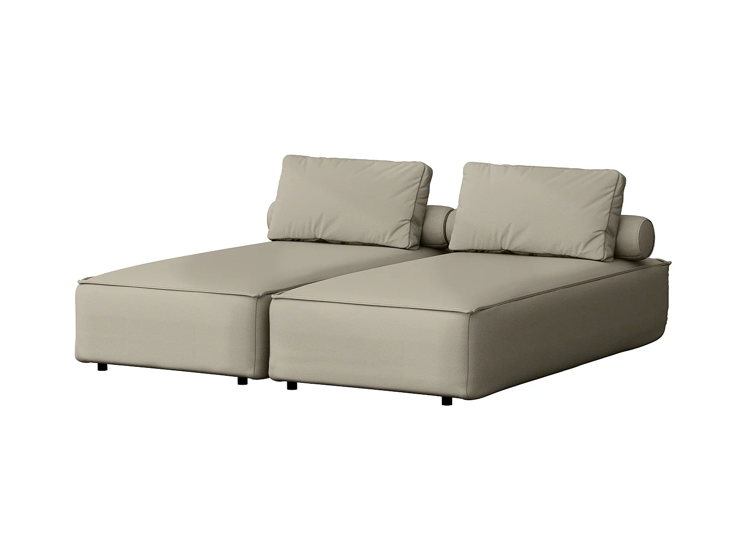 Salon de jardin double transat MALIBU, tissu ODYSSEY, beige foncé