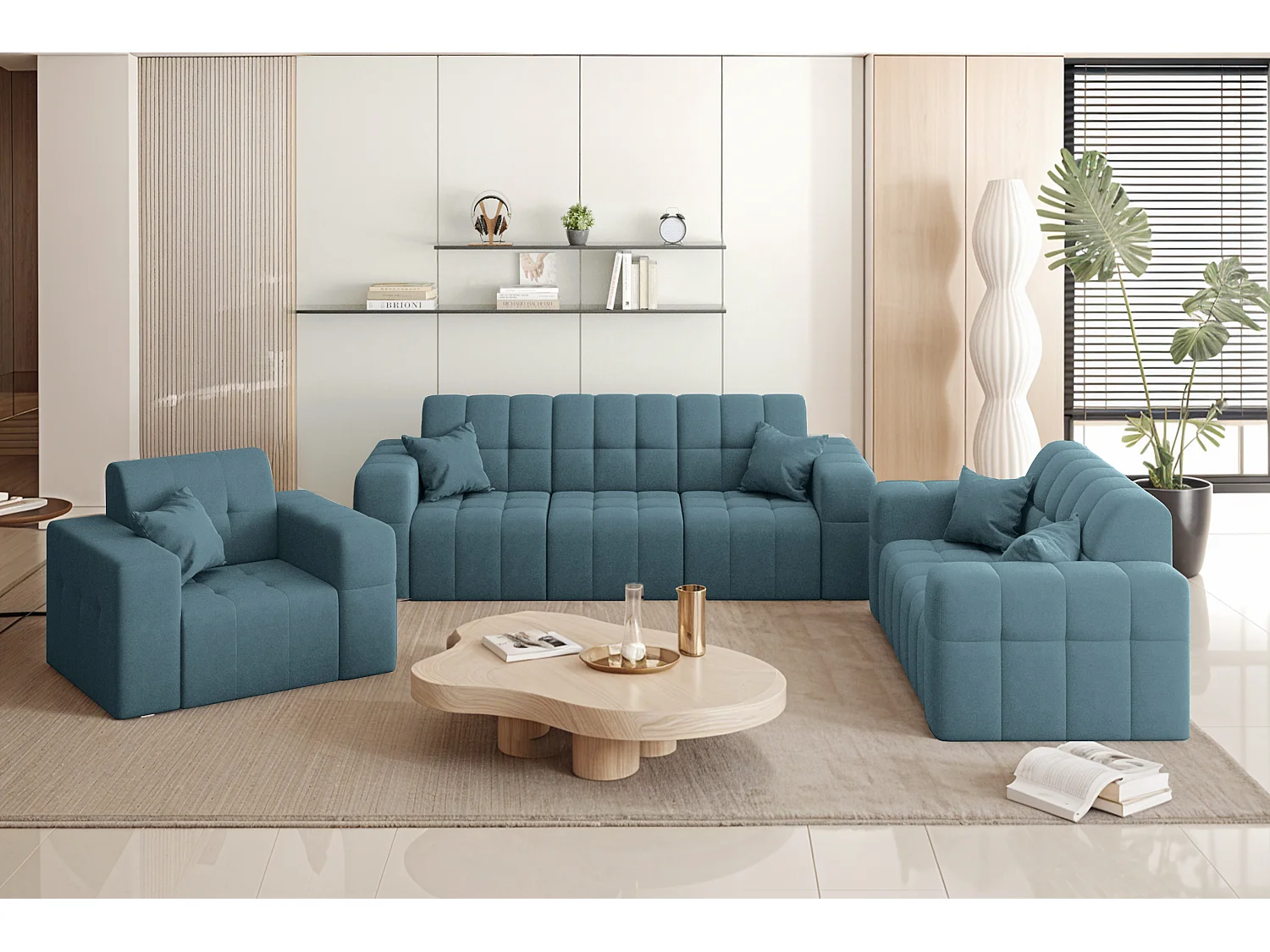 Set 3+2+1 NIMES, Stoff Portland, Blau