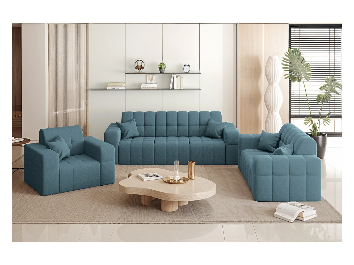 Set 3+2+1 NIMES, Stoff Portland, Blau