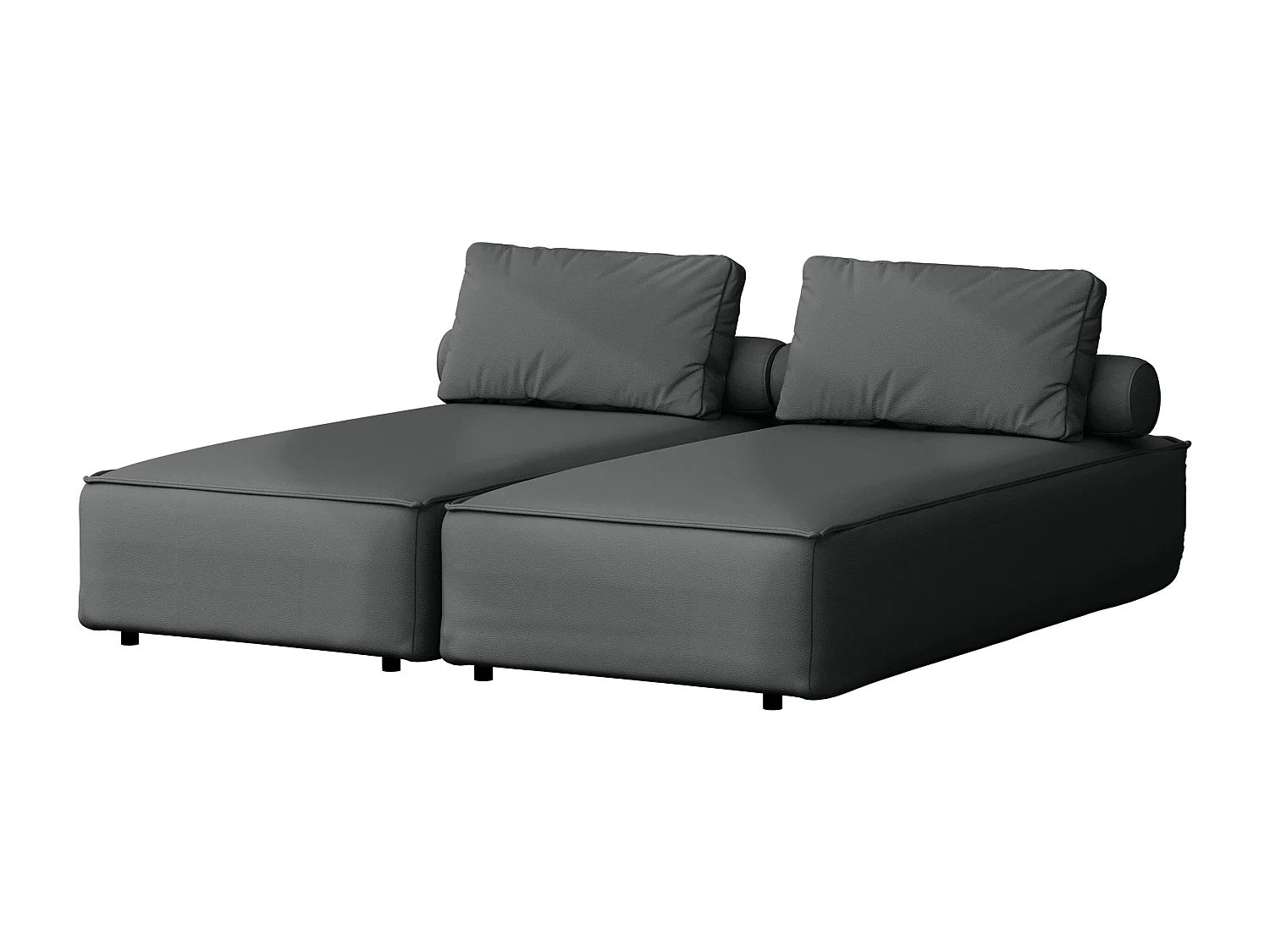 Salon de jardin double chaise longue MALIBU, tissu ODYSSEY, anthracite