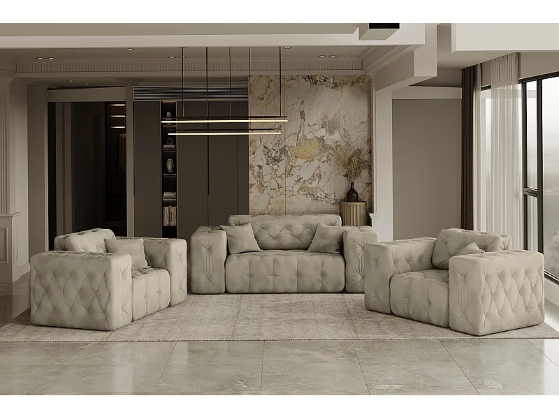 Set 2+1+1 LUX, Stoff Whisper, Creme