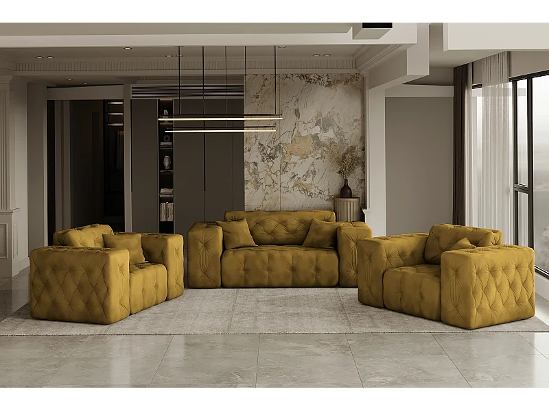 Set 2+1+1 LUX, Stoff Whisper, Golden