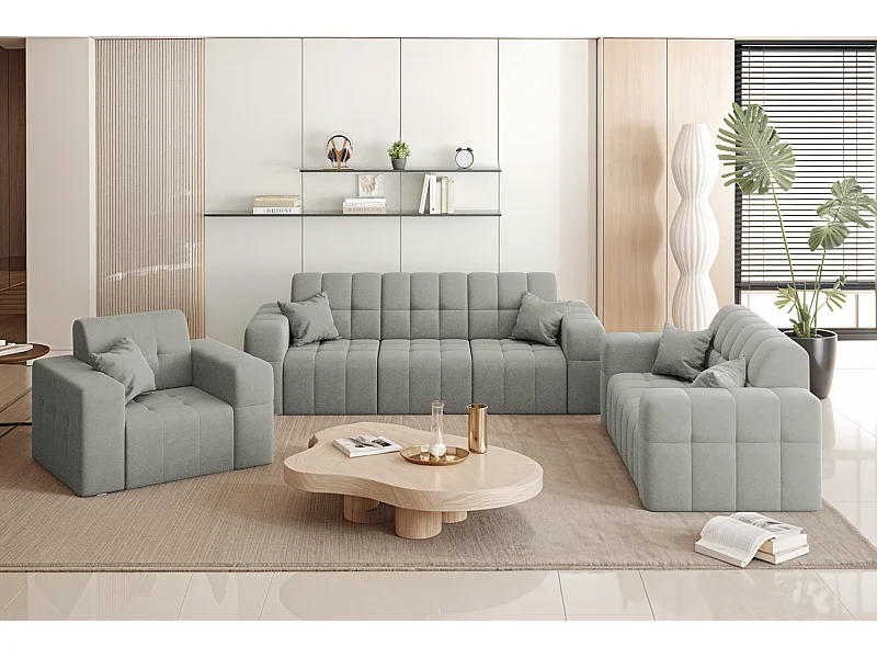 Set 3+2+1 NIMES, stof Portland, grijs