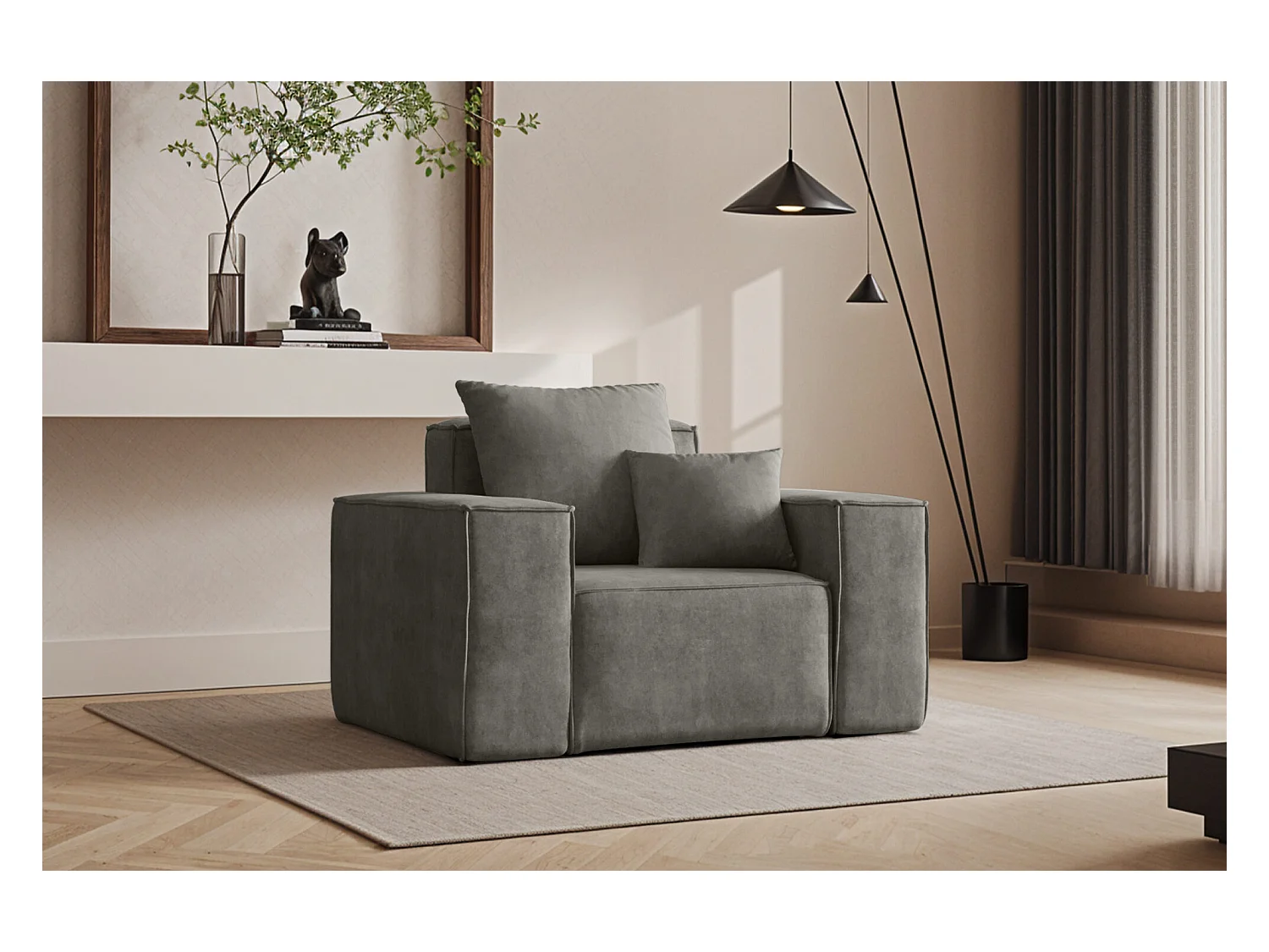Fauteuil ELLA, tissu Noel, gris