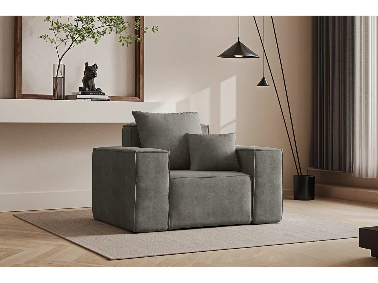 Fauteuil ELLA, tissu Noel, gris