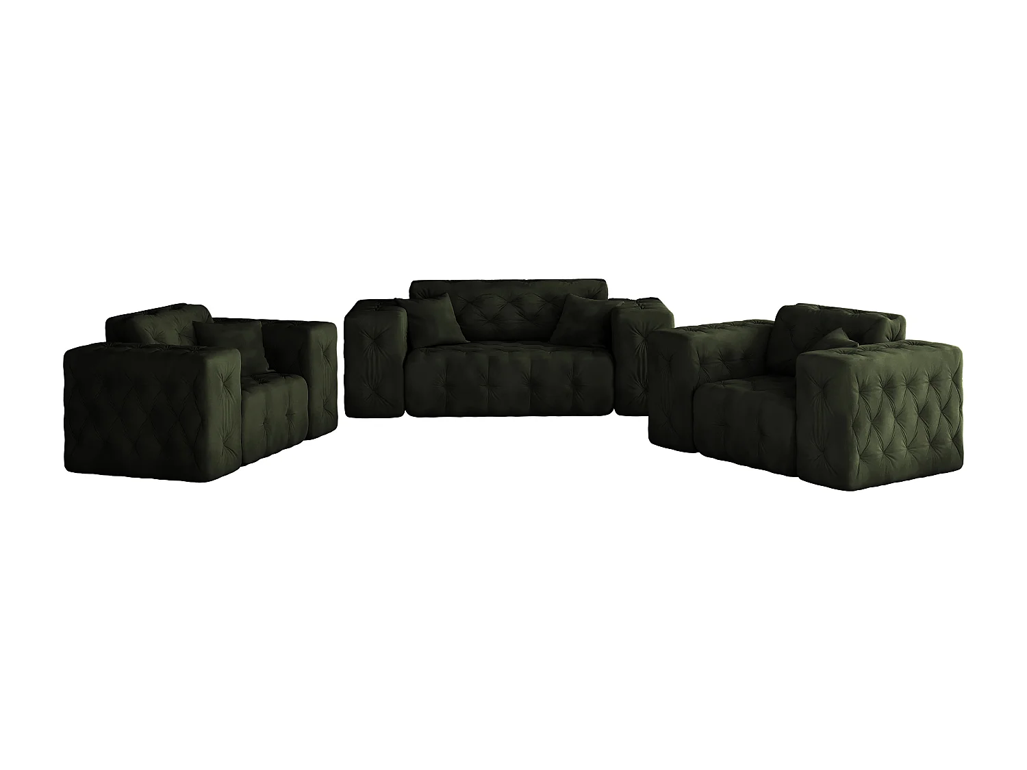 Set 2+1+1 LUX, stof Whisper, groen